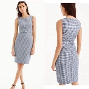EUC Navy Gingham Sleeveless Bodycon Above the Knee Belted Dress